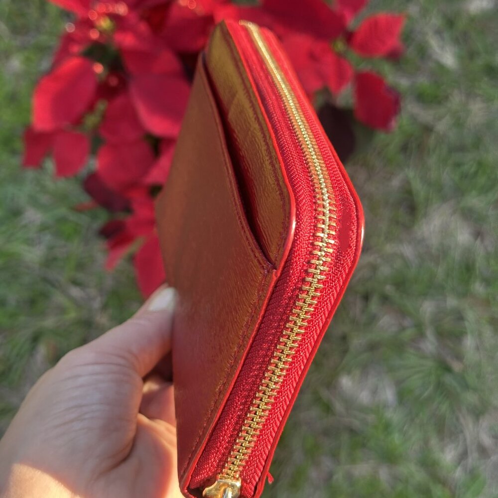 Kate Spade Cedar Street Lacey Patent Leather Red Wallet - Picture 5 of 16